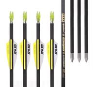 PHILOCS 12 pz Flechas de Competición ID 4,2 mm Spine 400 Amarillo Blanco Ranuras de Aire Plumas Flecha, para Tiro con Arco