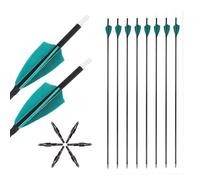 PHILOCS 12 Pz ID 6,2 mm Plumas Microgiratorias Flechas de Caza Spine 300 Flecha de Carbono Puro, Azul Lago Plumas de Pavo, para Tiro con Arco