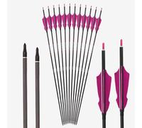 PHILOCS 12 pz Morado Barbed Plumas Flechas de Caza ID 6,2 mm Spine 400 Flecha de Carbono-Puro, para Tiro con Arco