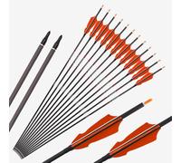 PHILOCS 12 pz Naranja Púas Plumas Flechas de Caza ID 6,2 mm Spine 500 Flecha de Carbono-Puro, para Tiro con Arco Juvenil y Adulto
