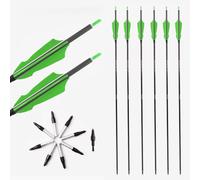 PHILOCS 12 pz Verde Barbed Plumas Flechas ID 6,2 mm Flecha de Caza Spine 200 Flecha de Carbono-Puro, para Tiro con Arco Flecha