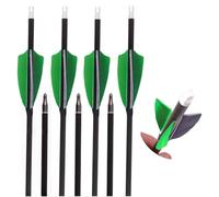 PHILOCS 12 Pz Verde Grisáceo Plumas Microgiratorias Flechas de Caza ID 6,2 mm Spine 800 Flecha de Tiro con Arco, con Plumas de Pavo de 3 Pulgadas