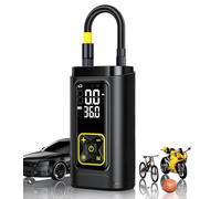 Philoent Compresor de aire portátil para neumáticos de coche con calibre, bomba de aire rápida de 150 PSI para automóvil, motocicleta, bicicleta, bolas, bomba de neumáticos digital con luz LED