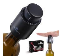 Philorn 2 tapones para botellas de vino, tapón de vino al vacío, tapón para botellas con registro de escala de tiempo, tapón de vino reutilizable, regalos para los amantes del vino, color negro