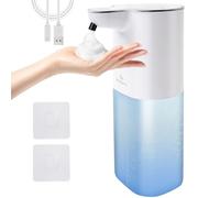 Philorn Dispensador de jabón automático para montaje en pared, 400 ml, dispensador de jabón eléctrico con sensor, sin agujeros, dispensador de jabón ajustable en 4 niveles, IPX5 (blanco)