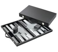 Philos 18.5-Inch Backgammon Set in Black Case with Grey Felt Surface, Accessorie