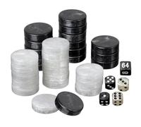Philos Set of Backgammon Pieces/Checkers, 34mm, Black/White, Plastic