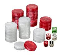 Philos Set of Backgammon Pieces/Checkers, 40mm, Red/White, Plastic