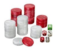 Philos Set of Backgammon Pieces/Checkers, 40mm, Red/White, Plastic