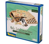 Philos Wooden Game Compendium - 30cm - 8 in 1 Board Game - Chess, Backgammon, Draughts, Nine Mens Morris, Ludo, Dominoes, Playing Cards and Mikado - Games for Kids and Adults