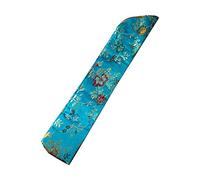 PHILSP Protector de Ventilador Funda para Abanico de Mano Bolsa Vintage Bordado Floral Funda de Abanico Plegable de Mano Azul