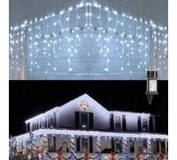PhilzOps Cadena de Luces de Carámbano, 240 LED 7M Navidad Cortina de Luces Exterior Impermeables Blanco Frio Guirnaldas Luces 8 Modos Memoria para Navidad Fiestas Casa Jardín Balcón Decoraciónhite