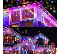 PhilzOps Cortina Luces Navidad Exterior, 480 LED 19M Luces de Carámbano Multicolor Impermeable 8 Modos Guirnalda Luces Decoración para Interiores Fiesta Casa Jardín Patio Balcón Boda, Cable Blanco