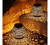 PhilzOps Farolillos Solares Exterior, 2 Piezas Luz Solar Jardín Blanco Cálido IP65 Impermeable Lampara Solar Colgante Luces Vintage para Césped Balcón Fiesta Mesa Caminos Camping Decoracion