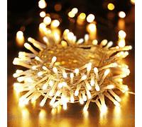 PhilzOps Guirnalda Luces Navidad Interior, 20m 200 LED Luces Árbol de Navidad Exterior Pilas 8 Modos IP44 Impermeable Luz Decorativa Iluminación para Casas Ventana Terraza Patio Boda, Blanco Cálido