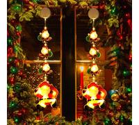 PhilzOps Luces de Navidad Ventana, 2 Piezas Interior Luz de Decoración Navideña Navideñas con Pilas LED Lámpara de Papá Noel para Ventanas Jardín Terraza Casa Dormitorio Árbol Fiesta, Blanco Cálido