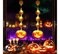 PhilzOps Luces Halloween Calabaza Decoración, 2 Piezas 13 LED Luces de Ventana Otoño Batería Interiore Impermeable Luces de Hadas Navidad para Hogar Exteriore Balcón Fiesta Carnaval, Blanco Cálido