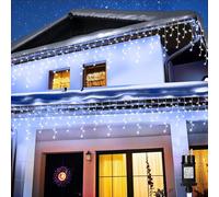 PhilzOps Navidad Cortina Luces Exterior, 1000 LED 35M Carámbano Guirnalda Luces de Cascada Impermeable 8 Modos Cadena de luces Navideñas Decoración para Ventana Fiestas Casa Jardín Patio, Blanco Frío