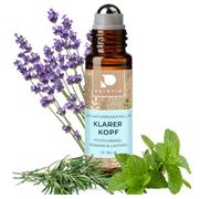 PHINTIN Roll-On - Rodillo de aroma de cabeza transparente de 10 ml con aceites esenciales de lavanda, romero y menta, 100% natural, aceite aromático para aromaterapia con aceite de almendras, jojoba y