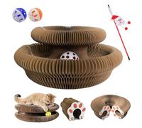 phiorine Juguete para gatos, rascador plegable 2 en 1 para gatos con bola de campana y aventura en pista, el último ejercicio mental y físico interactivo para gatitos y gatos adultos (1 unidad)