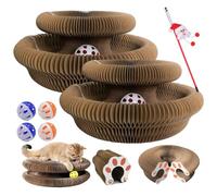 phiorine Juguete para gatos, rascador plegable 2 en 1 para gatos con bola de campana y aventura en pista, el último ejercicio mental y físico interactivo para gatitos y gatos adultos (2 piezas)