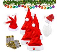 phiorine Sombrero eléctrico de Navidad, sombrero de Papá Noel eléctrico para cantar y bailar con canciones aleatorias de swing y jugar, regalos de suministros para fiestas (4 piezas)