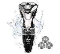 Phisco Afeitadora Eléctrica Rotativas para Hombre Impermeable Uso en Húmedo y Seco, Afeitadoras Barba Recargable con Recortador de Precisión,Bloqueo de Viaje, Pantalla LCD