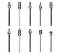 PHITUODA 10 piezas de brocas de carburo de vástago de 1/8 pulgadas, brocas de herramienta giratorias, accesorios de talla de madera de doble corte para carpintería, perforación, pulido