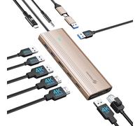 PHIXERO Estación de acoplamiento USB 10 en 1, monitor dual 4K a 60Hz para Mac M1/M2, base Displaylink con 2 HDMI y 2 DP, 100 W PD, 3 USB 3.2Gen2 [10 Gbps], Ethernet, audio, compatible con Thunderbolt,