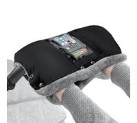 phixilin Guantes de Cochecito, Impermeable y Cortaviento Guantes Carro Bebe invierno con bolsillo para celular, manoplas carro bebe forro de felpa, Para Todos los Cochecitos - Negro