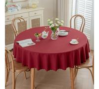 PHLCF Mantel Redondo de Lino y algodón de 220 cm, Impermeable, Lavable, para Cocina, Comedor y decoración