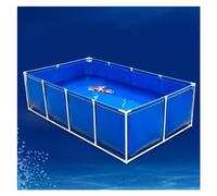PHLEPS Fish Pool Above Ground Canvas Fish Pond, Aquaculture Water Tank Weather Resistant Large Collapsible Fish Tanks with Drain Valve (Color : Blue, Size : 3x1.5x0.7m)