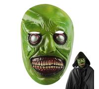 Phlognfy Máscara Terror Realista Halloween, Máscara de Látex de Demonio Halloween, para Adultos, Fiestas de Carnaval, Accesorios para Disfraces de Cosplay (Verde)