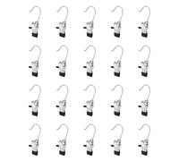 PHMING 20 Piezas Portátiles Antideslizantes Ganchos, Rotación 360° Ganchos para Ropa con Clip, Acero Inoxidable Perchas Metálicas Gancho, para Toallas, Pantalones, Calcetines, Zapatos