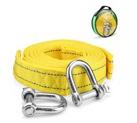 PHMING Cuerda de Remolque para Coche 4M, Remolque Coche Eslinga con Tiras Reflectantes, Tow Rope 5T, Incluye Gancho y Bolsa de Almacenamiento (Amarillo Fluorescente)