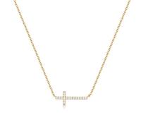 PHNIBIRD - Collar de cruz con circonita cúbica chapada en oro de 18 quilates, mujer cristiana, joyería para mujer