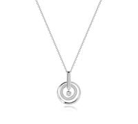 PHNIBIRD Collar Plata Mujer Colgante Círculos Concéntricos con CZ 5A 45+5cm