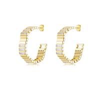 PHNIBIRD - Orecchini da donna in oro a forma di C, grandi orecchini a cerchio in argento Sterling 925, con zirconi alla moda, regalo per Natale