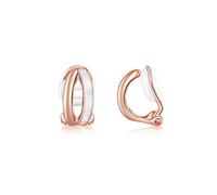 PHNIBIRD Oro Rosa Pequeños Pendientes Clip Mujer Sin Agujero de Plata 925 Cómodo y Sin Complicaciones con Nácar para Accesorios de Moda Uso Diario Joyas de Mujer