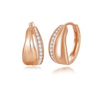 PHNIBIRD Pendientes de aro para mujer, circonio, unisex, aros hipoalergénicos, petit, Plata de ley, Circonia cúbica (Oro rosa)