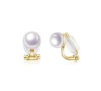 PHNIBIRD pendientes mujer pendientes perla Se puede llevar sin perforar las orejas, con camisas y faldas, etc. uso diario, un buen regalo para las amigas (Oro)