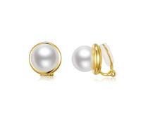 PHNIBIRD Perlas Pendientes de Clip sin Agujero Pendientes Dorados Mujer 14k Sencillo y Clásico Piercing Falso Joyas Combinable Regalos para Mi Mujer