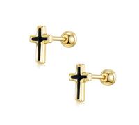 PHNIBIRD Piercing Helix Cartílago, Pendiente Cruz de oro Helix Piercings Plata 925 Studs Hipoalergénico