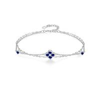 PHNIBIRD Trebol 4 Hojas Pulsera Mujer Singularu Plata de Ley 925 con Zafiro La Piedra Natal de Septiembre Exquisitamente Delicada Joyería Regalo Mujer Cumpleaños
