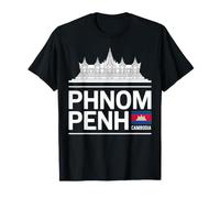Phnom Penh Camboya Skyline Insignia de Recuerdo de Viaje Camiseta