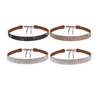 phnydreg 4 sombreros de diamantes de imitación de vaquero para mujeres y hombres, vaqueros, Panamá (EE. UU., Alpha, talla única, 1 negro, 2 plateados, 1 dorado)