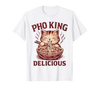 Pho Cat Comiendo Fideos Comida Vietnamita Camiseta