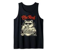 Pho Gato Real Comiendo Fideos Vietnam Viaje Foodie Camiseta sin Mangas