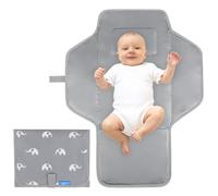PHOEBUS BABY Cambiador portátil de viaje - Cambiador de pañales compacto impermeable con almohada incorporada - Estación cambiadora ligera y plegable, regalos de ducha para recién nacidos (lindo elefante)
