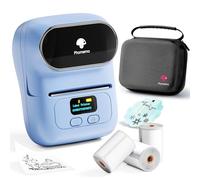 Phoemo M110 Etiquetadora Bluetooth, Juego de impresoras de Etiquetas Portátil con 3 Rollos Etiquetas y Bolsa de Almacenamiento, Adecuado para Comercio minorista, código de Barras, Empresas, Azul